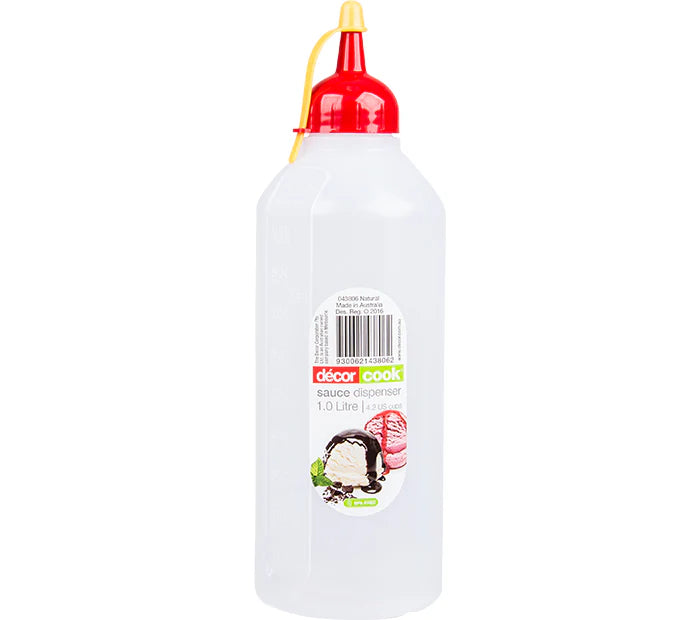 2PK Decor 1L Squeeze Sauce Dispenser Bottle- Perfect For Salad Dressings/ Oils/ Sauce