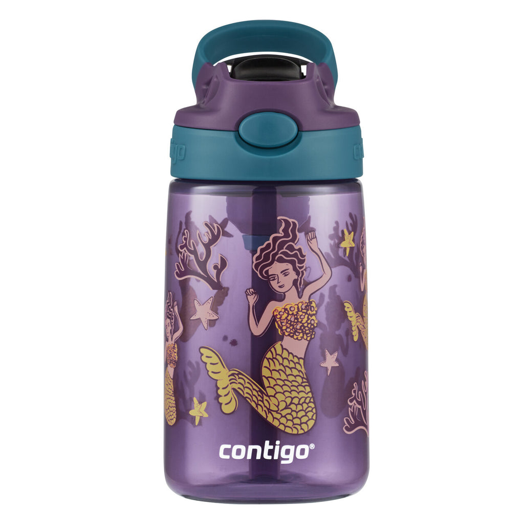 Contigo 414mL Autospout Mermaids Kids Water Bottle- Easy To Use/ One Touch Button Perfect For School Picnic Party 507388