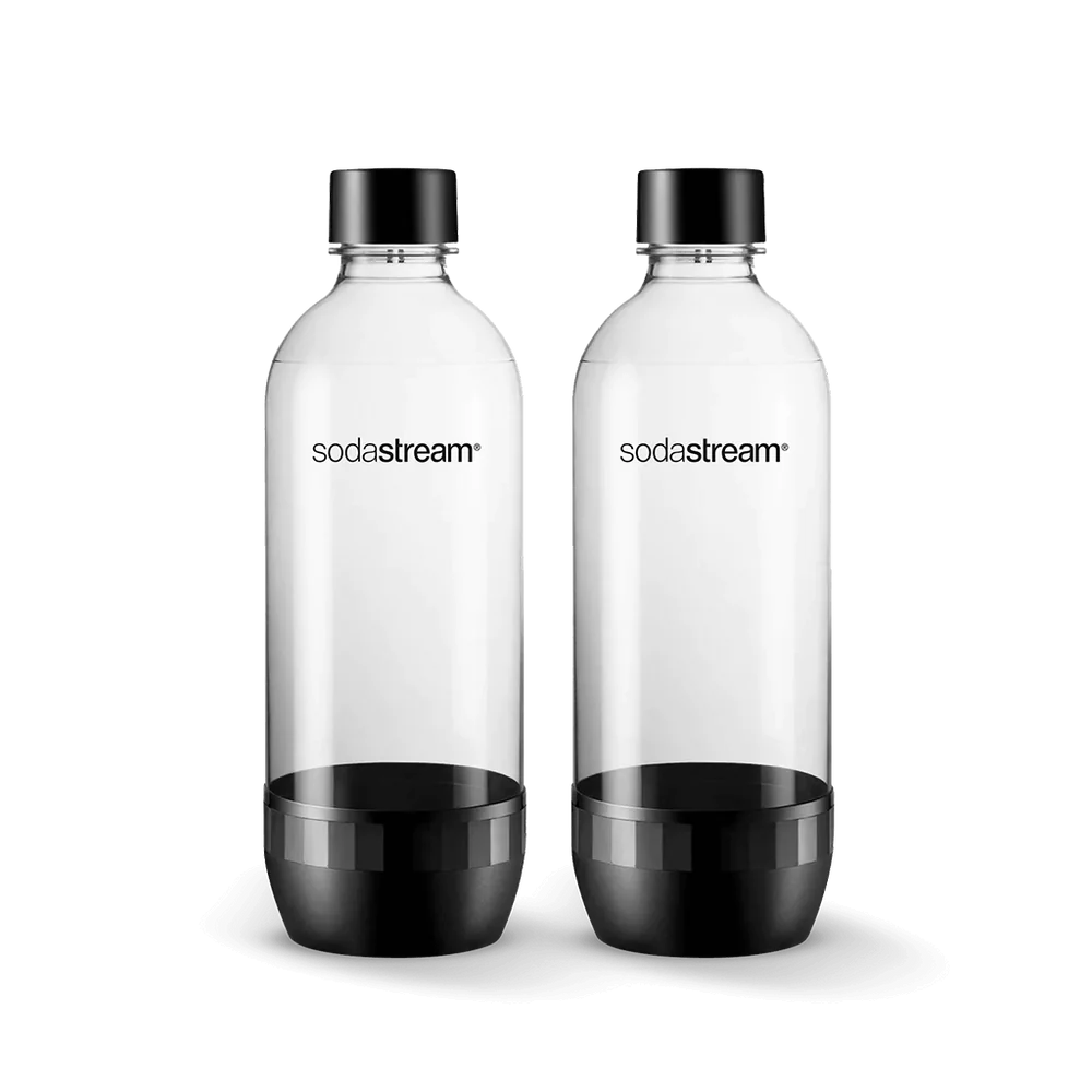 SodaStream 1L 1000ml Classic Black Carbonating Bottles Twin Pack