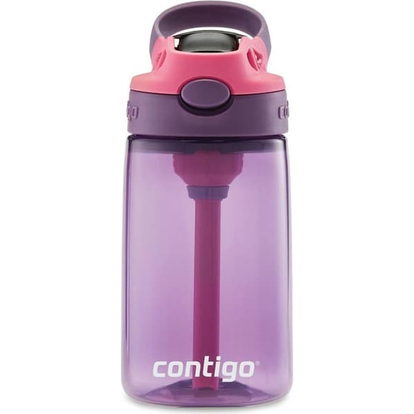 Contigo Kids 414ml Autospout Purple/ Punch Water Drink Bottle with Straw- BPA Free & Dishwasher Safe- Great For Kids School/ Trips/ Activities