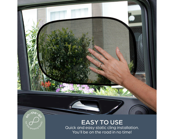 DreamBaby Insta-Cling Car Shades 2 Pack- Attach To Window/ Universal Fit- Black