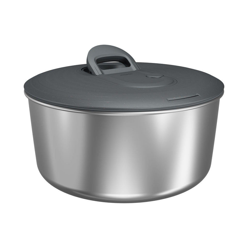 Zyliss Easy Spin Stainless Steel Salad Spinner Large With Foldable Handle- Brake System/ Pouring Spout
