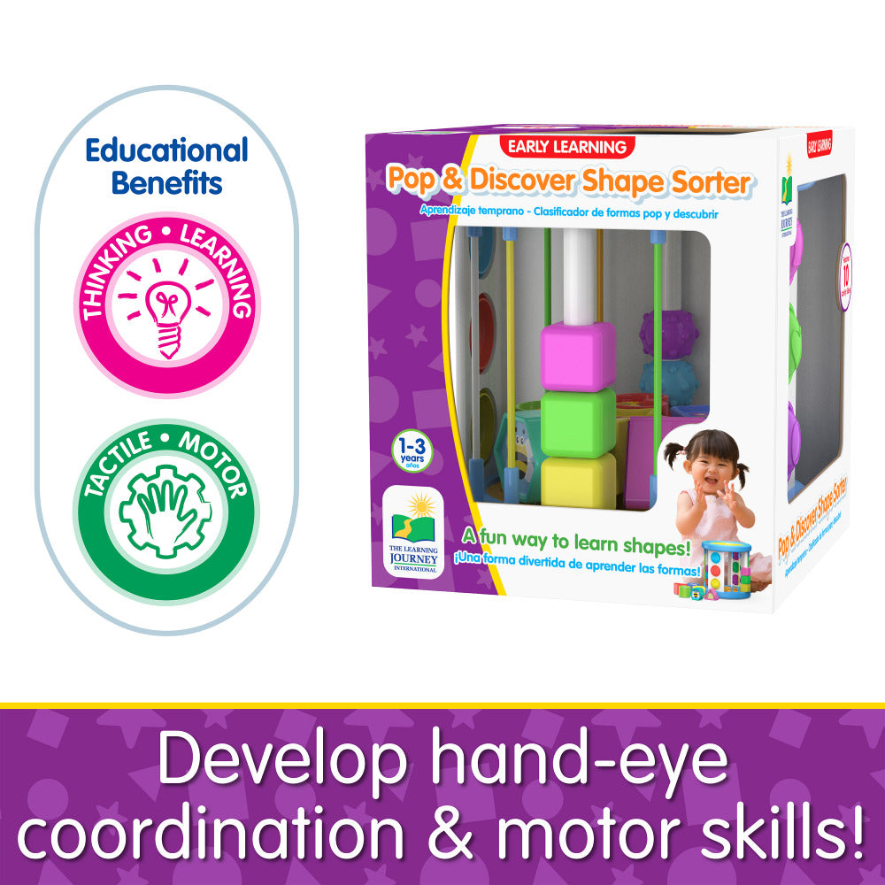 The Learning Journey Pop & Discover Kids Shape Sorter Toy- Pop In/ Pop Out Pretend Play Toy