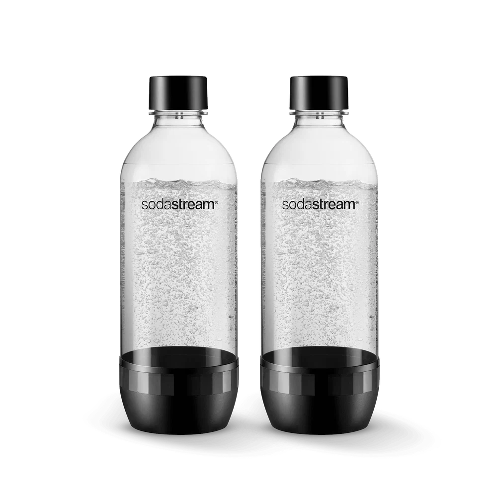 SodaStream 1L 1000ml Classic Black Carbonating Bottles Twin Pack
