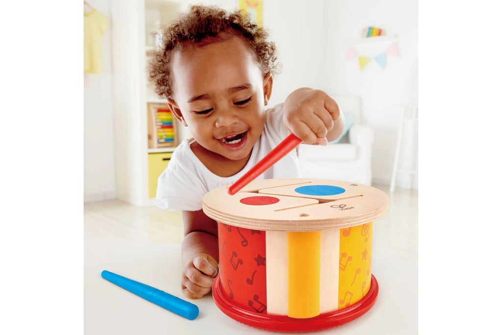 Hape Kids Double Sided Drum Pretend Play Toy– Wooden Musical Instrument/ Sensory Development E0608