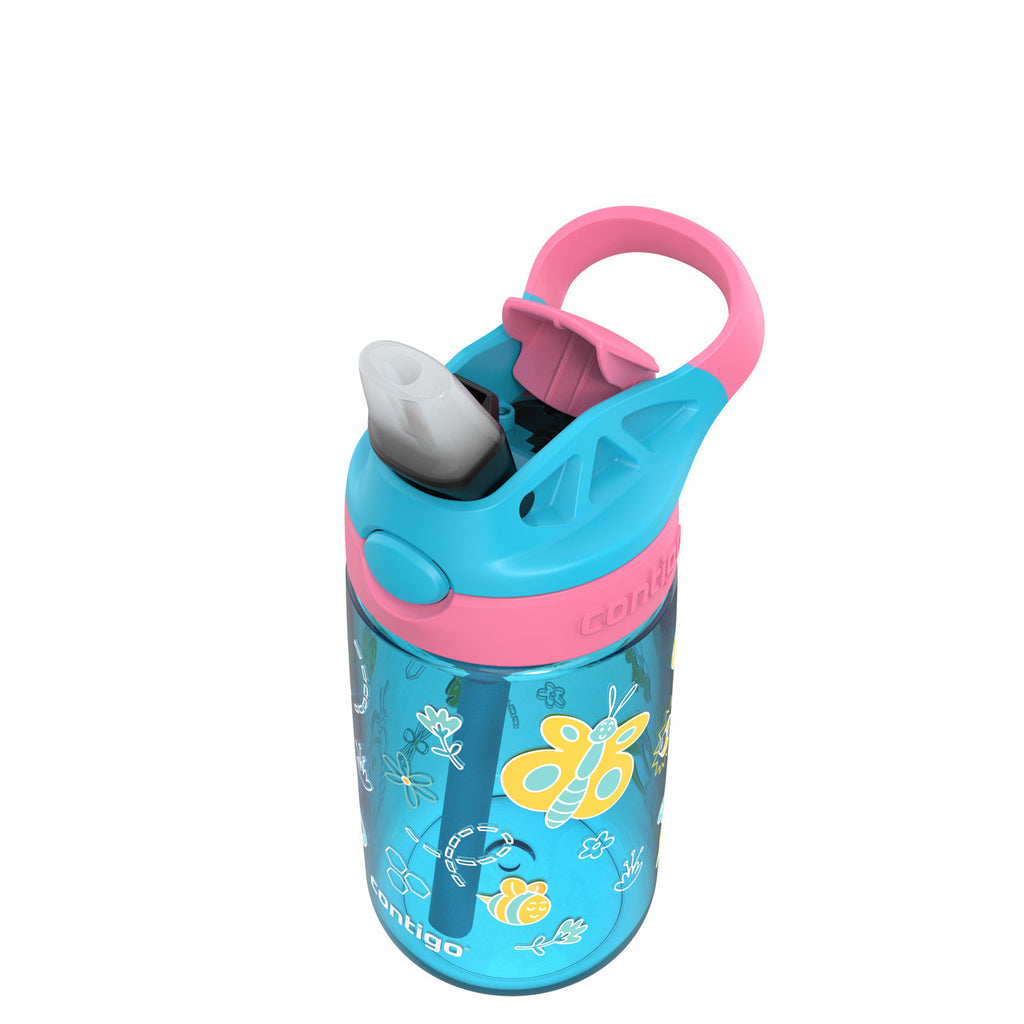 Contigo 414mL Autospout Butterflies Kids Water Bottle- Easy To Use/ One Touch Button Perfect For School Picnic Party 507389