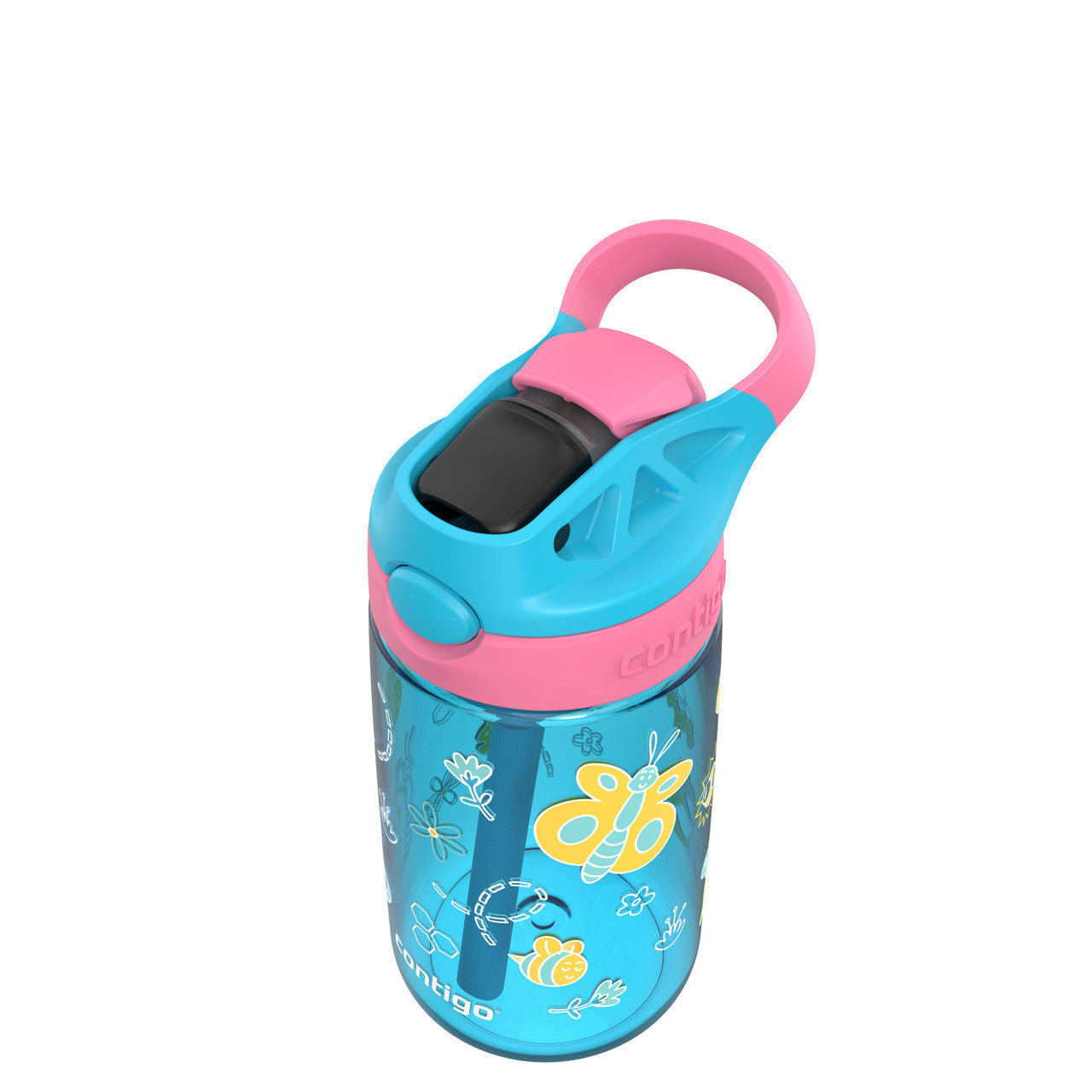 Contigo 414mL Autospout Butterflies Kids Water Bottle- Easy To Use/ One Touch Button Perfect For School Picnic Party 507389