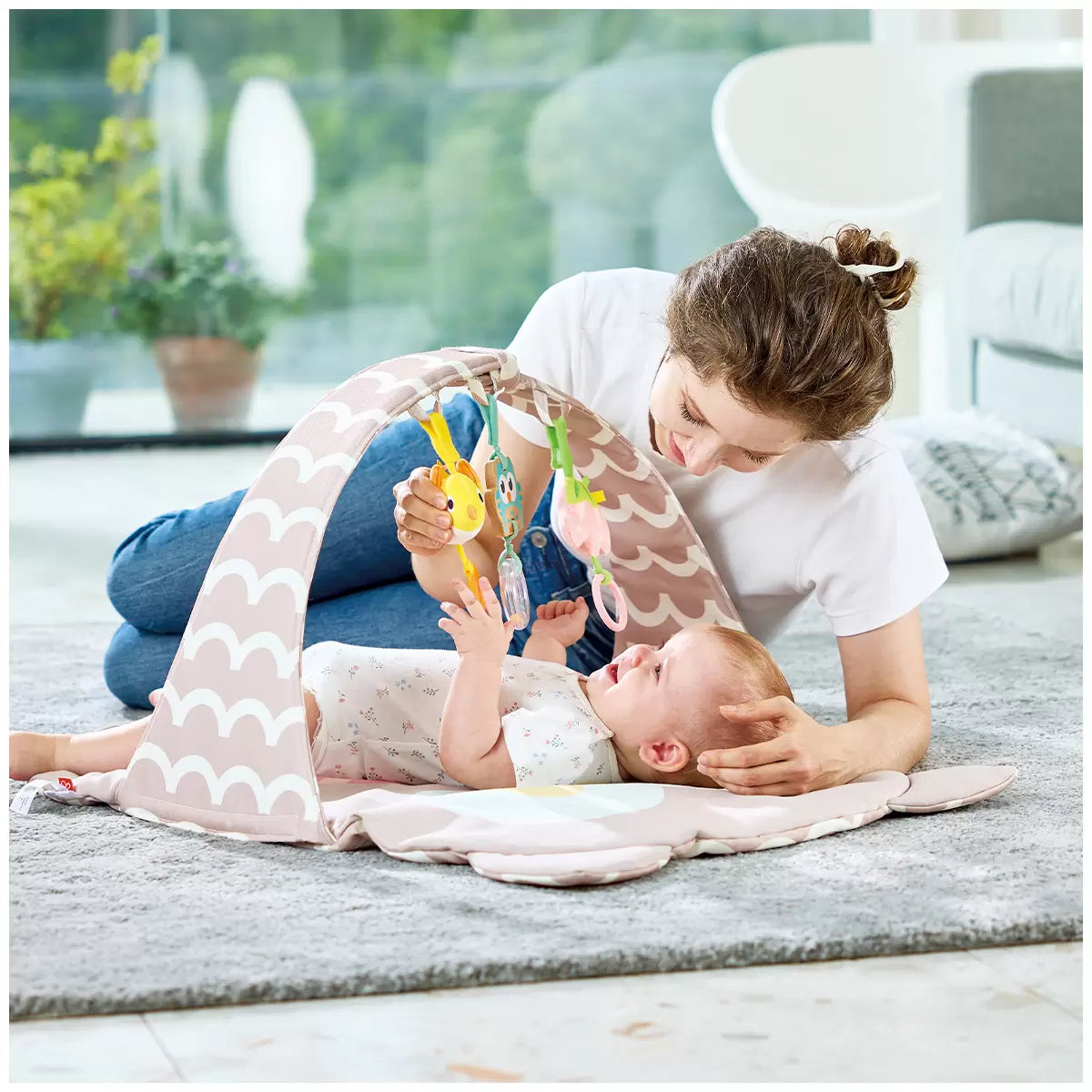 Hape Owl Bed Oscar Take Along Soft Pad Baby Mat Gym- Foldable/ Play Mat With Hanging Rattles/ Mirror HE8535