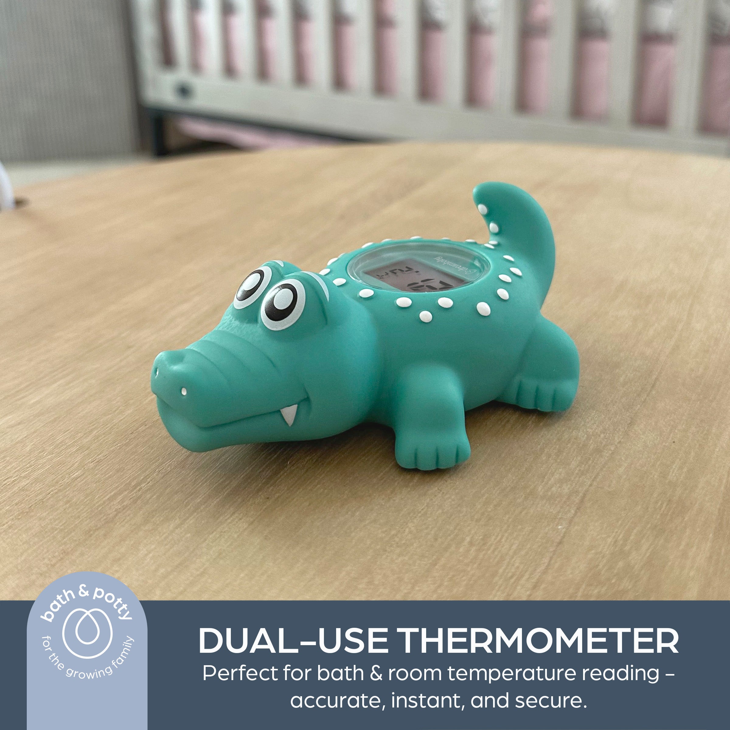 DreamBaby Bath & Room Baby Digital Thermometer Crocodile- Temperature Display/ Dual Functionality F322