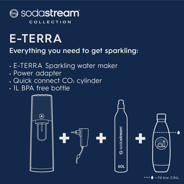 SodaStream "E-Terra" Electric Spirit One Touch Sparkling Drinks Water Maker- Fizzy Drinks