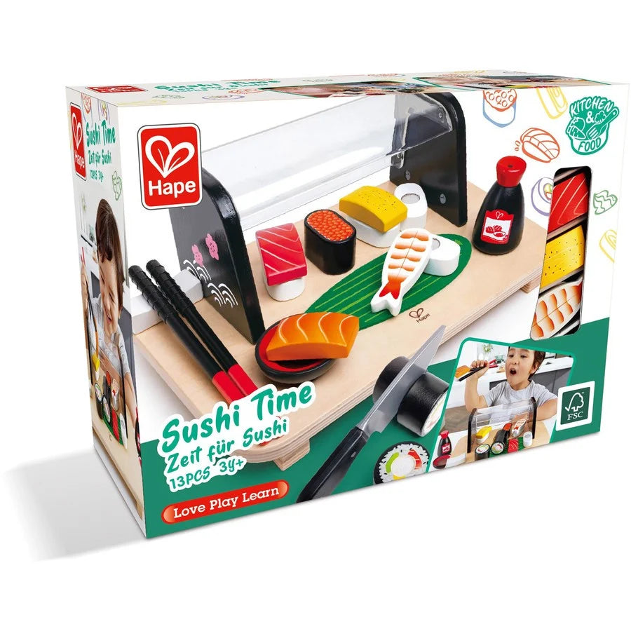 Hape Sushi Time Kids Pretend Toy Set Play– Wooden Fun Colourful Role Play Entertainment Fun HE3186