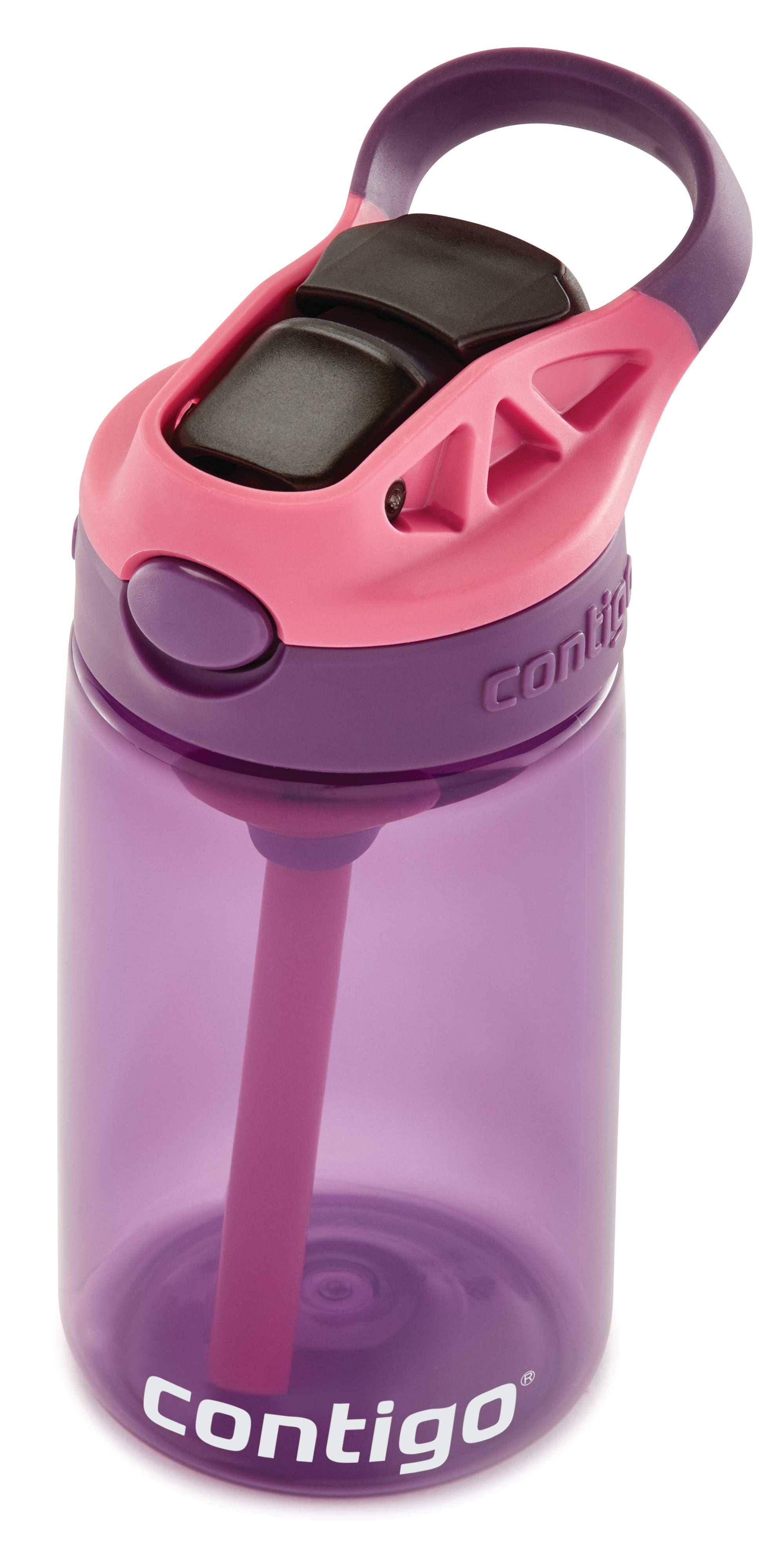 Contigo 414ml Autospout Kids Water Bottle With Pop Up Straw- Portability/ Great For School Park Fun Purple/Punch