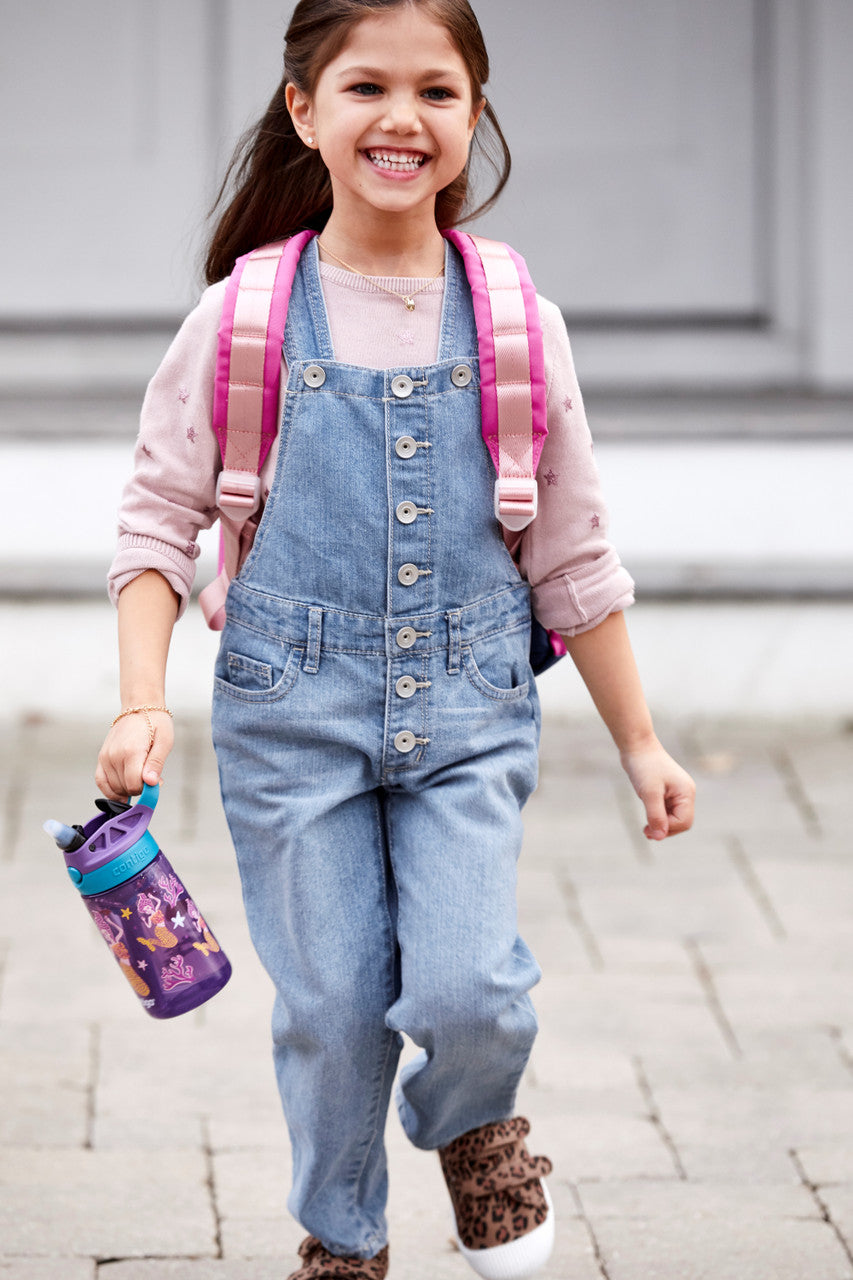 Contigo 414mL Autospout Mermaids Kids Water Bottle- Easy To Use/ One Touch Button Perfect For School Picnic Party 507388