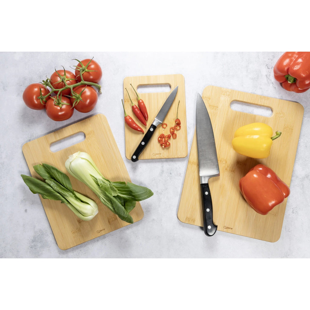 Cuisena Bamboo 3PK Set Of 3 Trio Bamboo Chopping Boards- Ideal For Cutting Fruits/ Vegetables/ Roasts