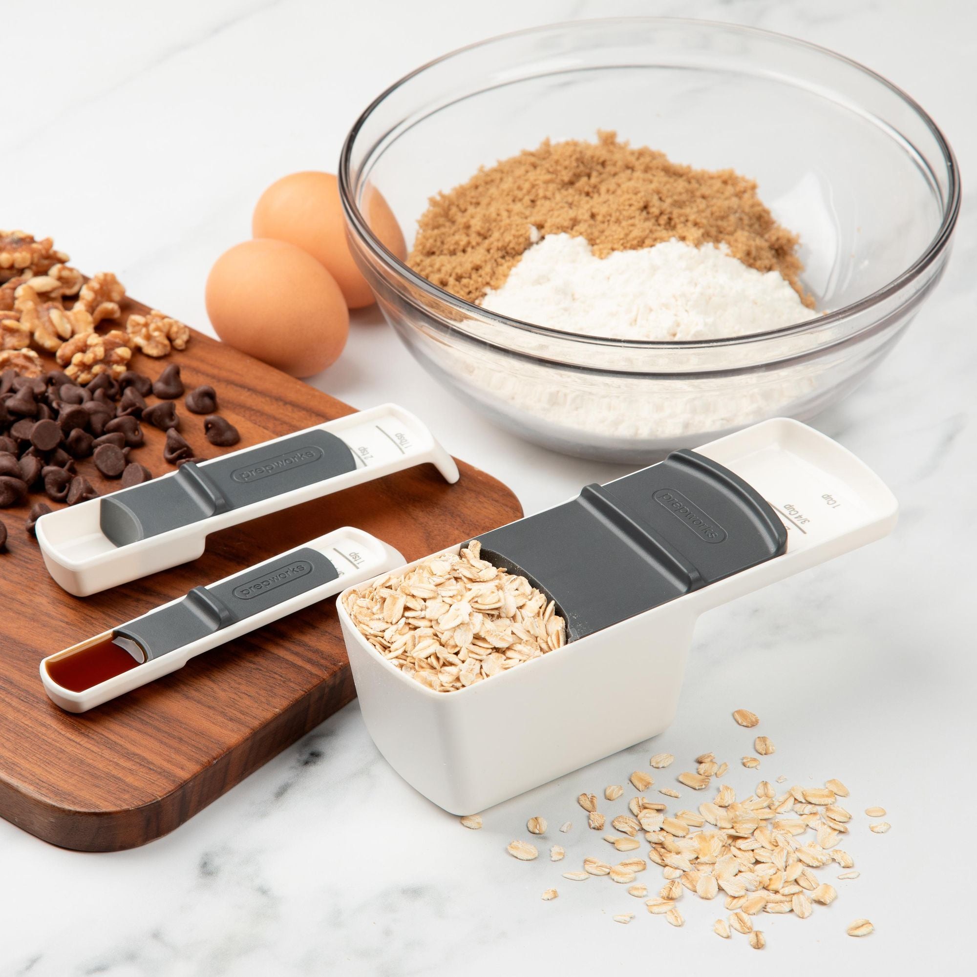 Progressive Adjustable Measuring Cup & Spoon Set- Clear Measurement Markings/ Smooth Slide Mechanism