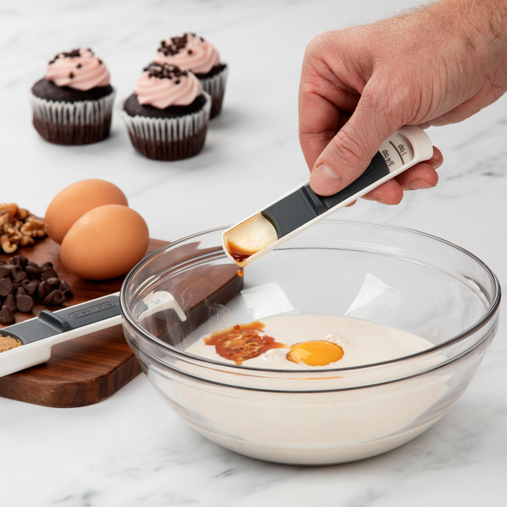 Progressive Adjustable Measuring Cup & Spoon Set- Clear Measurement Markings/ Smooth Slide Mechanism
