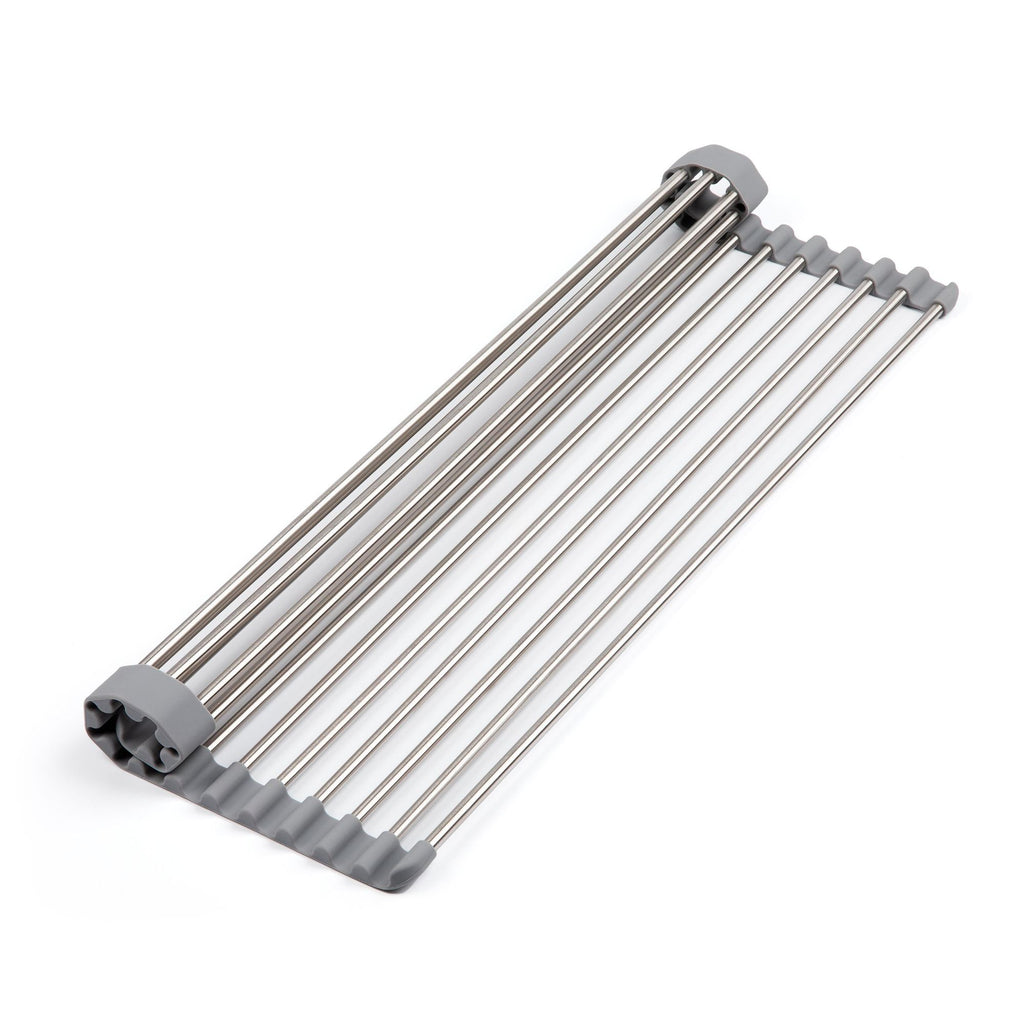 Progressive 55cm Roll- Up Over the Sink Dish Rack– Durable Stainless Steel Rods/ Easy Storage
