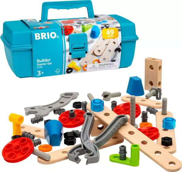 Brio Kids 48PCS Builder Starter Set Toy Pretend Play Stem Construction With Toolbox 34586