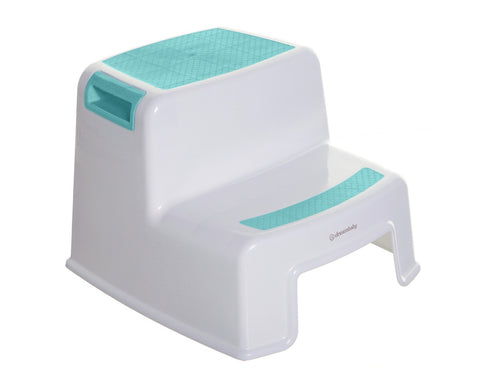 2-Step Aqua & White Foldable Step Stool