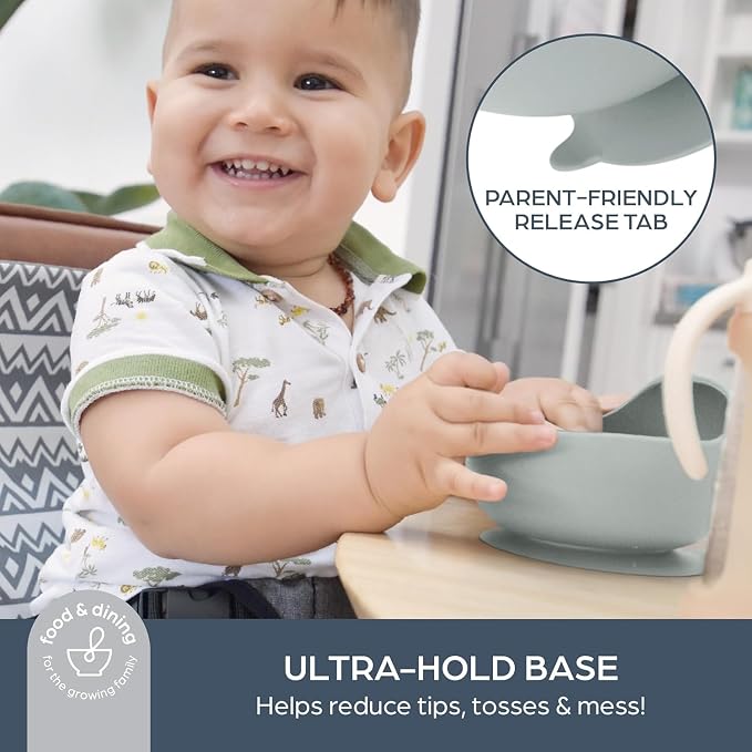 DreamBaby Silicone Kids Baby Suction Feeding Scooper Bowl- Strong Suction/ Easy Cleanup Seafoam L5056A