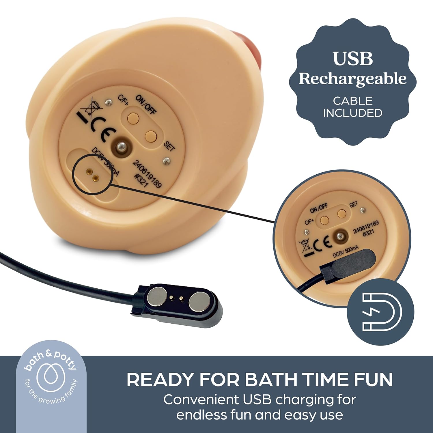 DreamBaby Duck USB Rechargeable Baby Bath Thermometer- Floating Bath Toy/ Real Time Reading G350