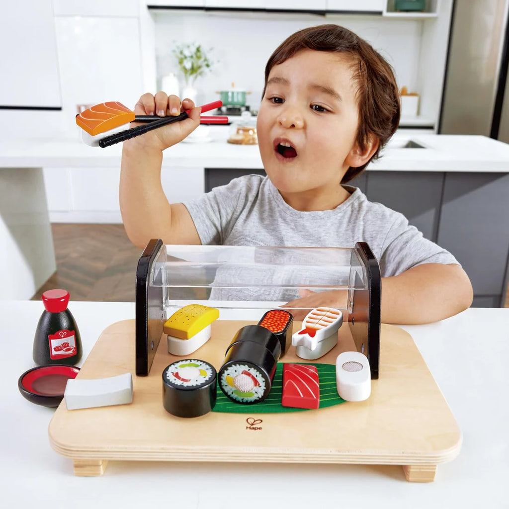 Hape Sushi Time Kids Pretend Toy Set Play– Wooden Fun Colourful Role Play Entertainment Fun HE3186