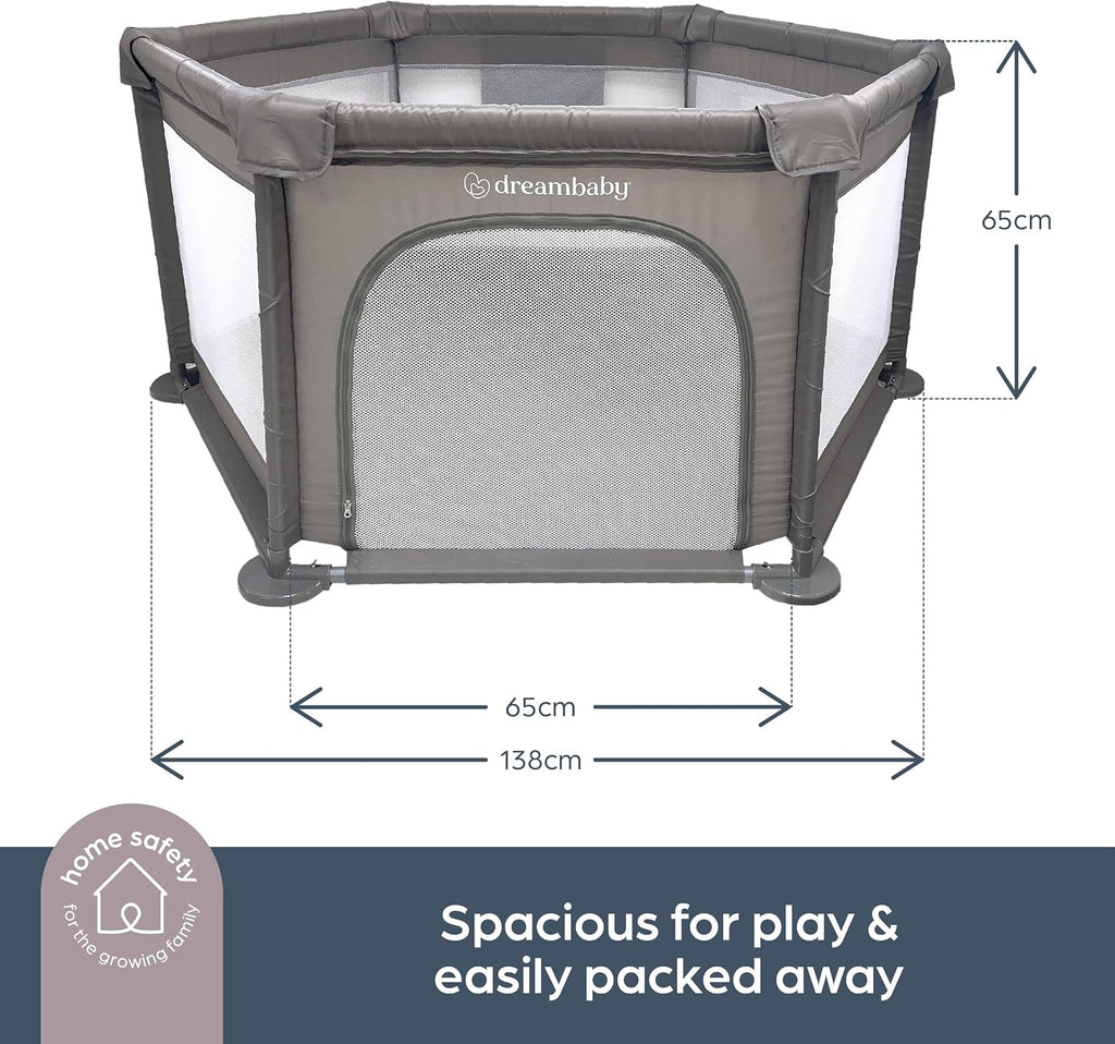DreamBaby Explore Deluxe Playpen With Fitted Floor Mat- Easy View/ Zipped Entrance Way G9496