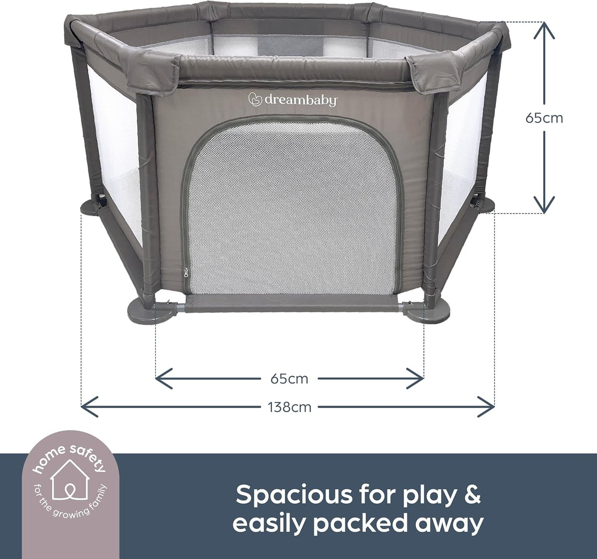 DreamBaby Explore Deluxe Playpen With Fitted Floor Mat- Easy View/ Zipped Entrance Way G9496