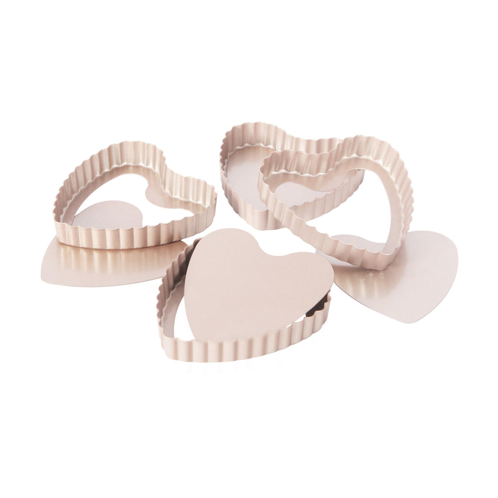 Chefmade Heart- Shaped Mini Tart Pan Bakeware Set Of 4– Perfect For Tarts/ Desserts/ Cheesecakes Everyday Baking