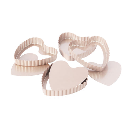 Chefmade Heart- Shaped Mini Tart Pan Bakeware Set Of 4– Perfect For Tarts/ Desserts/ Cheesecakes Everyday Baking