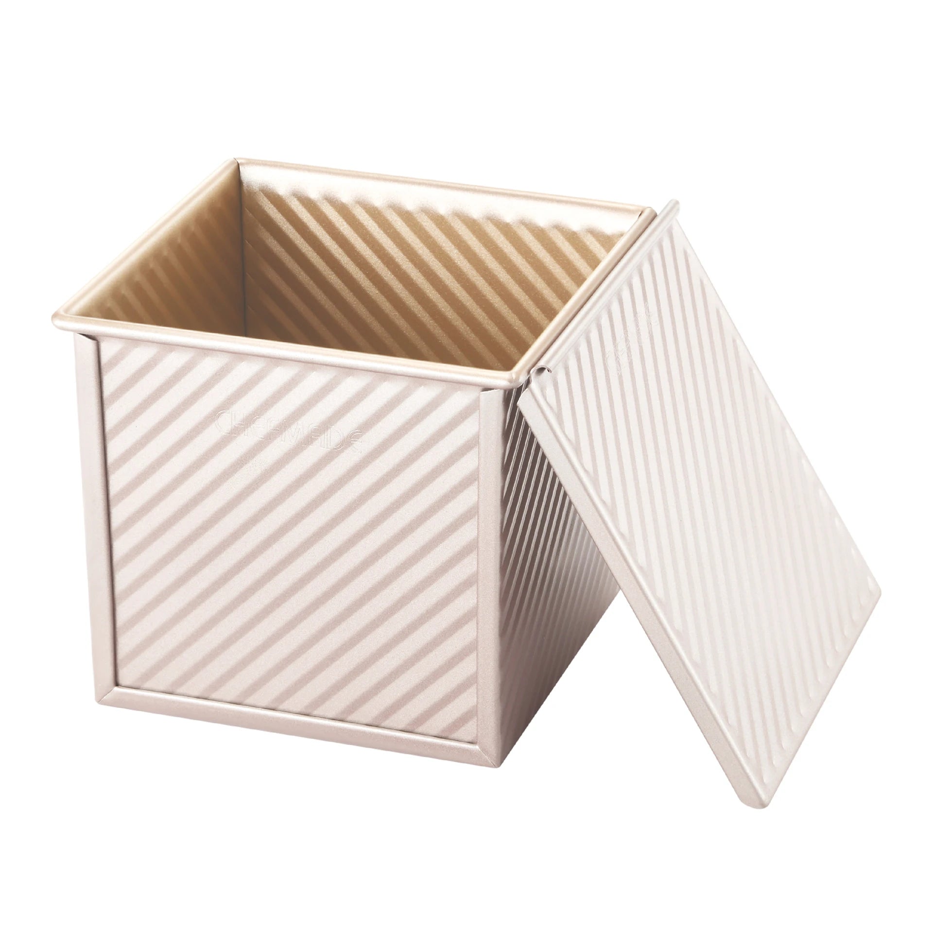 Chefmade Corrugated Square Loaf Pan With Cover 450g- Non- Stick/ Perfect For Loaves/ Shokupan/ Milk Bread