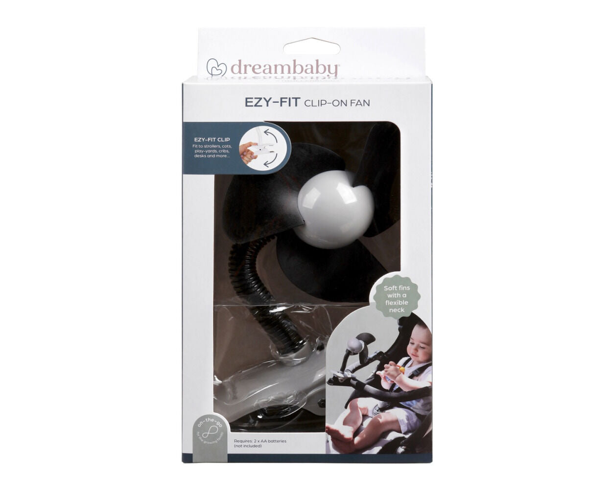 DreamBaby Ezy- Fit Baby Clip On Fan Stroller- Perfect For Prams/ Cots/ Desks/ Playpens F2278
