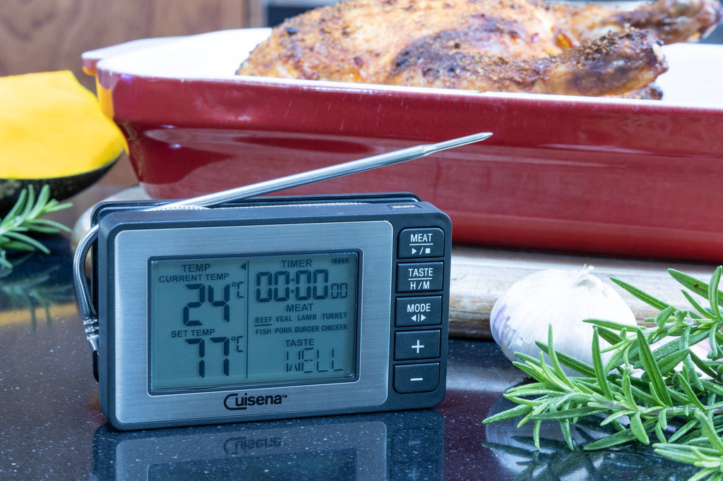 Cuisena Digital Multi Read Thermometer with 24h Timer- Multi Setting Options/ Temperature Alert/ Sensor