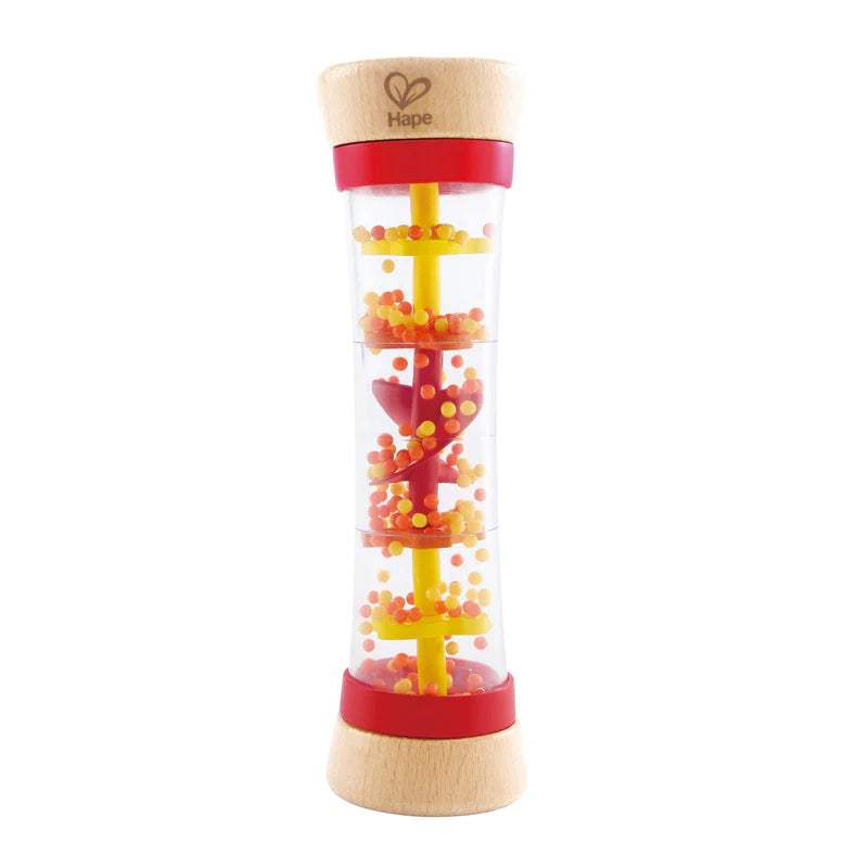 Hape Beaded Raindrops Rattle Rattlemaker- Educational / Kids/ Baby/ Sound Musical Wooden Toy Red