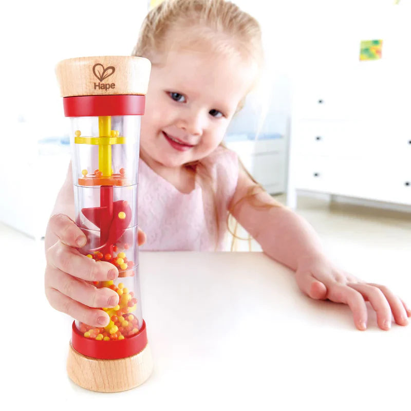 Hape Beaded Raindrops Rattle Rattlemaker- Educational / Kids/ Baby/ Sound Musical Wooden Toy Red