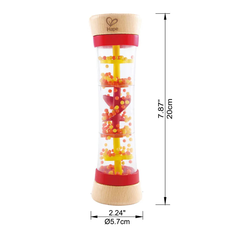 Hape Beaded Raindrops Rattle Rattlemaker- Educational / Kids/ Baby/ Sound Musical Wooden Toy Red
