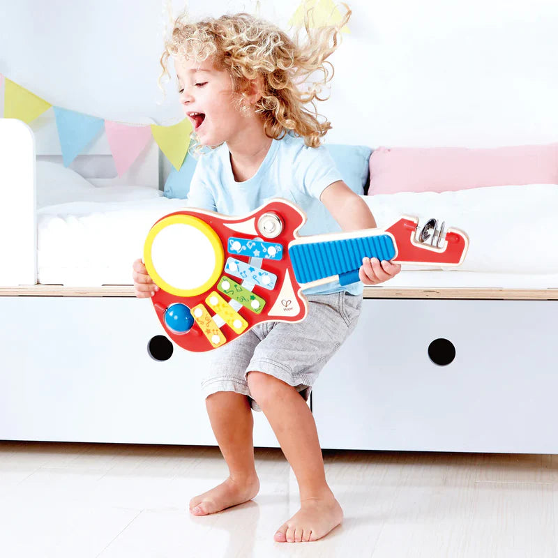 Hape 6- In- 1 Kids Guitar Music Maker Instrument- Kids Fun/ Tambourine/ Xylophone/ Drum HE0335
