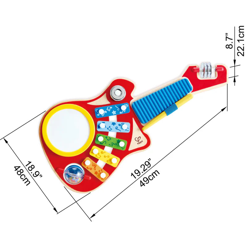 Hape 6- In- 1 Kids Guitar Music Maker Instrument- Kids Fun/ Tambourine/ Xylophone/ Drum HE0335