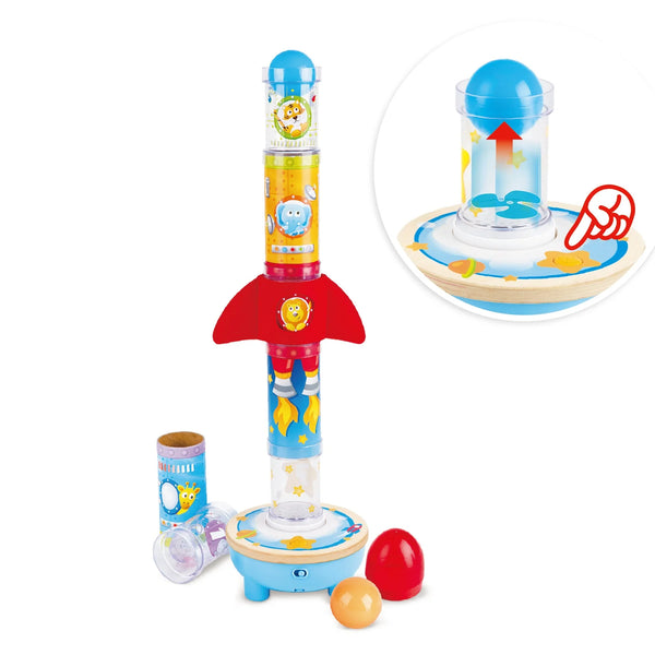 Hape Rocket Ball Kids Air Stacker Learning Music/ Sounds Pretend Toy Play- Encourages Fine Motor Skills/ Early Counting HE0387