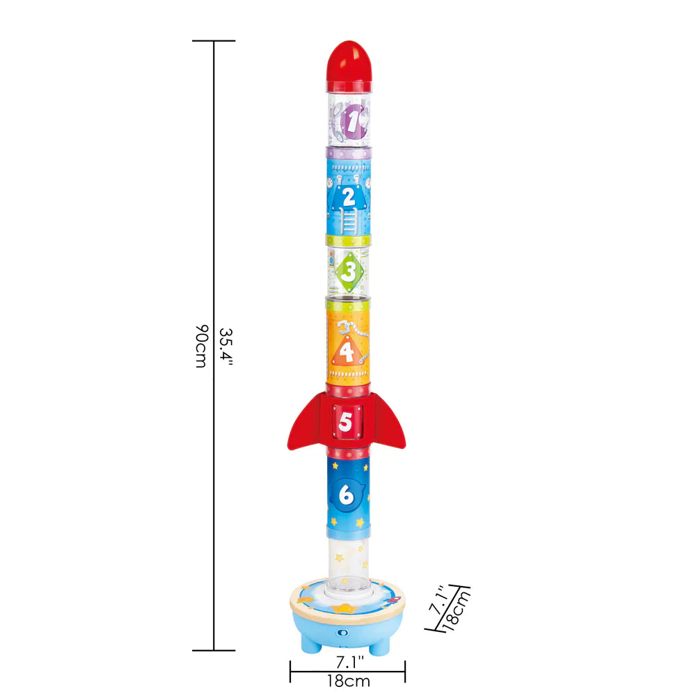 Hape Rocket Ball Kids Air Stacker Learning Music/ Sounds Pretend Toy Play- Encourages Fine Motor Skills/ Early Counting HE0387