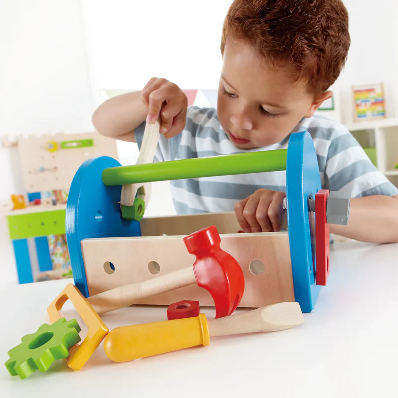 Hape Fix-It Tool Box Kit For Kids Fun- Essential Tools/ Nuts/ Bolts Roleplay Entertainment HE3001