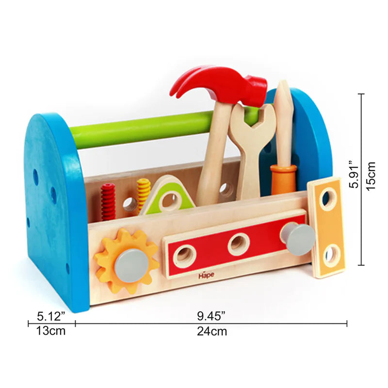 Hape Fix-It Tool Box Kit For Kids Fun- Essential Tools/ Nuts/ Bolts Roleplay Entertainment HE3001