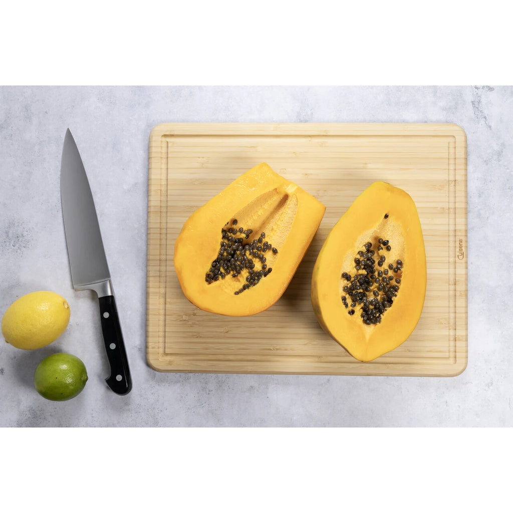 Cuisena 38cm Bamboo Chopping Board With Built In Juice Groove- Perfect For Slicing/ Everyday Cooking