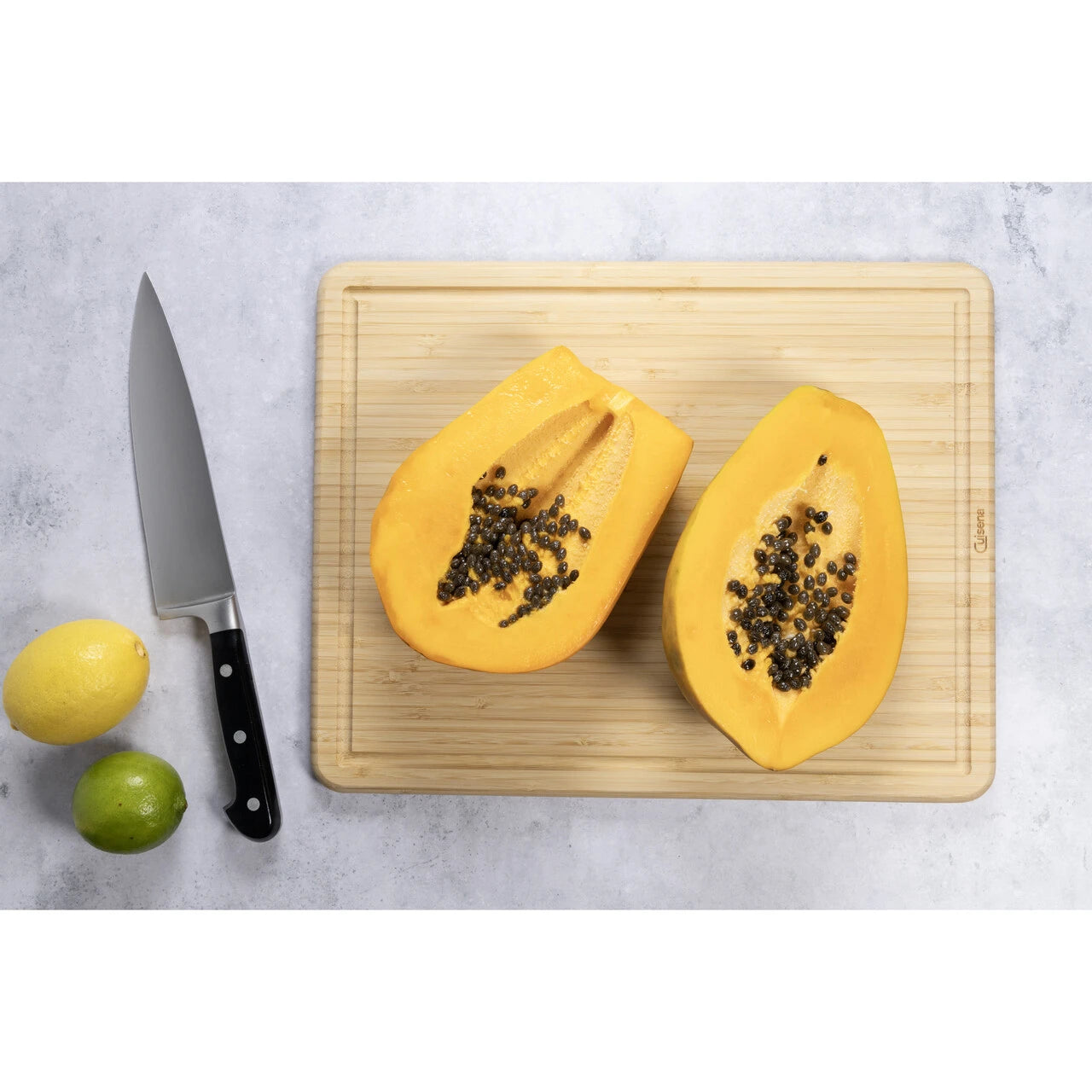Cuisena 38cm Bamboo Chopping Board With Built In Juice Groove- Perfect For Slicing/ Everyday Cooking