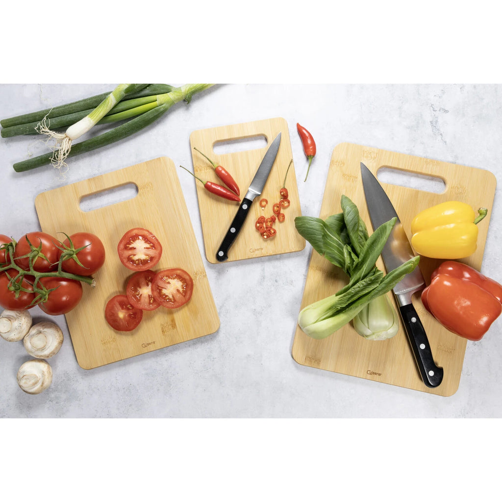 Cuisena Bamboo 3PK Set Of 3 Trio Bamboo Chopping Boards- Ideal For Cutting Fruits/ Vegetables/ Roasts