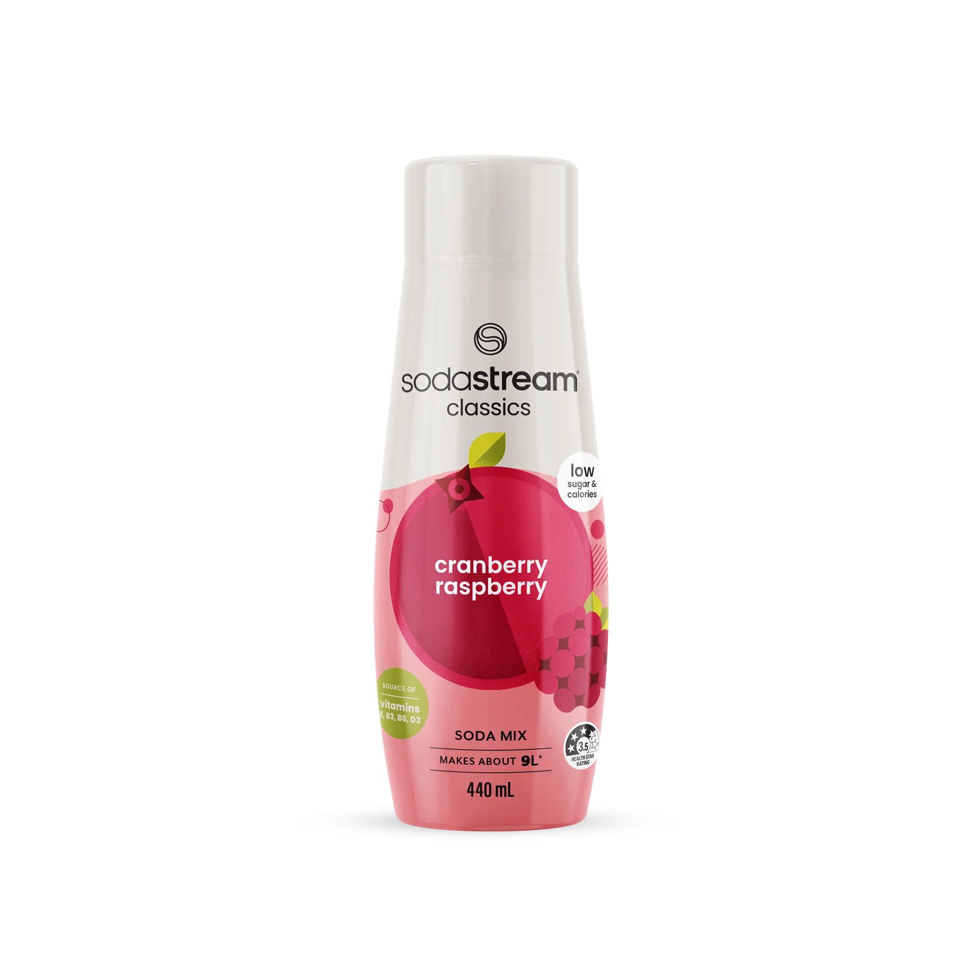 SodaStream Classics Zeroes Cranberry Raspberry 440ml Sparkling Soda Water Syrup Drink- Makes 9L