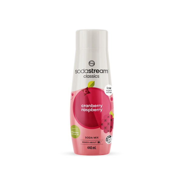 SodaStream Classics Zeroes Cranberry Raspberry 440ml Sparkling Soda Water Syrup Drink- Makes 9L