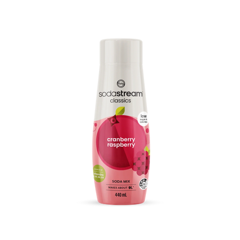 SodaStream Classics Zeroes Cranberry Raspberry 440ml Sparkling Soda Water Syrup Drink- Makes 9L