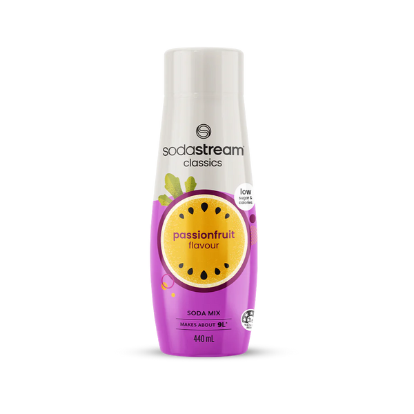 SodaStream Classics Passionfruit 440ml Sparkling Soda Water Syrup Drink Mix- Makes About 9L