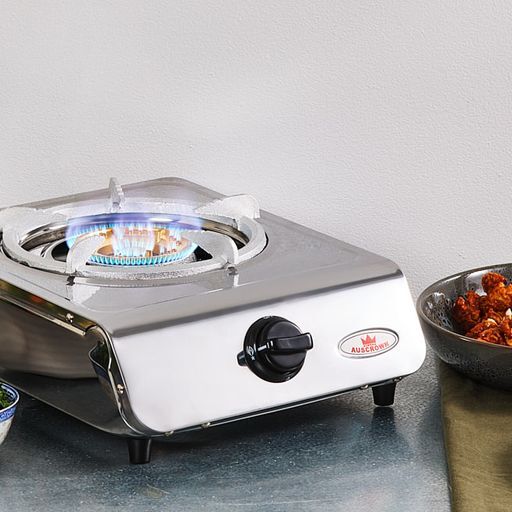 Auscrown Deluxe Single Burner LPG Gas Wok Cooker Burner With Flame Failure Safety- Comes With 1.2m Hose CK801PG-S